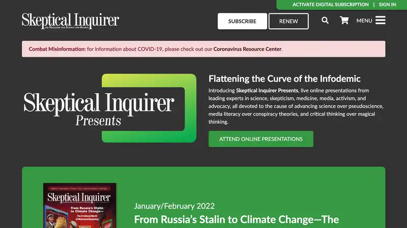 Skeptical Inquirer Magazine Screenshot